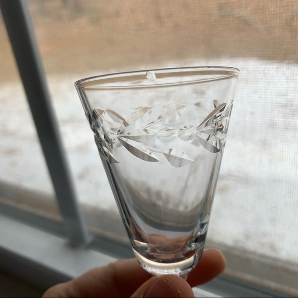 Rock Sharpe etched Leaves & Berries Etched Crystal Cordial Liquor glassses - Picture 14 of 16
